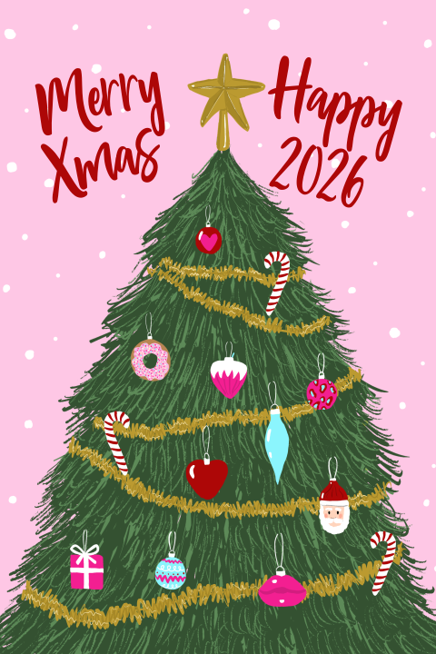 Kerstkaart hippe kerstboom