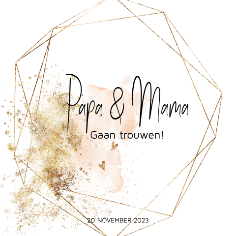 Trouwkaart papa en mama gaan trouwen met geometrische vormen