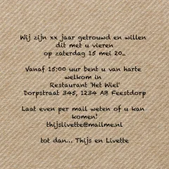 Uitnodiging jubileum kraft met borden