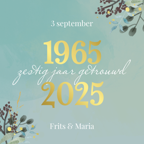 Vrolijke jubileumkaart uitnodiging 60 jaar getrouwd