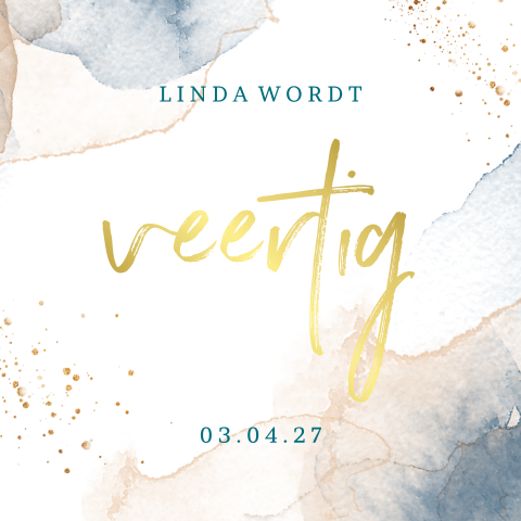 Uitnodiging voor een 40e verjaardag modern met waterverf