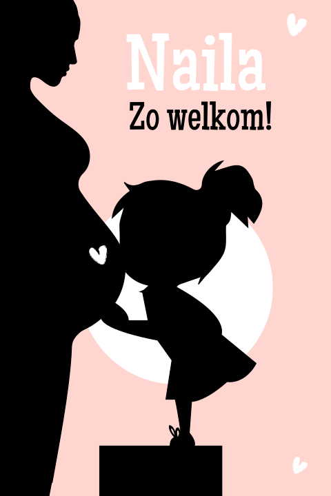 Geboortekaartje zus kus zwangere buik