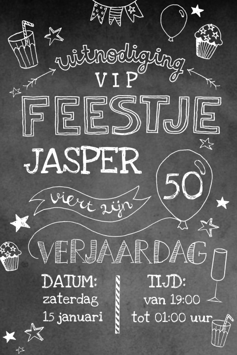 Handlettering uitnodiging 50e verjaardag