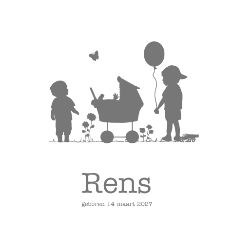 3e kindje geboortekaartje jongen met 2 broers