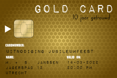 Uitnodiging 10 jaar getrouwd gold card