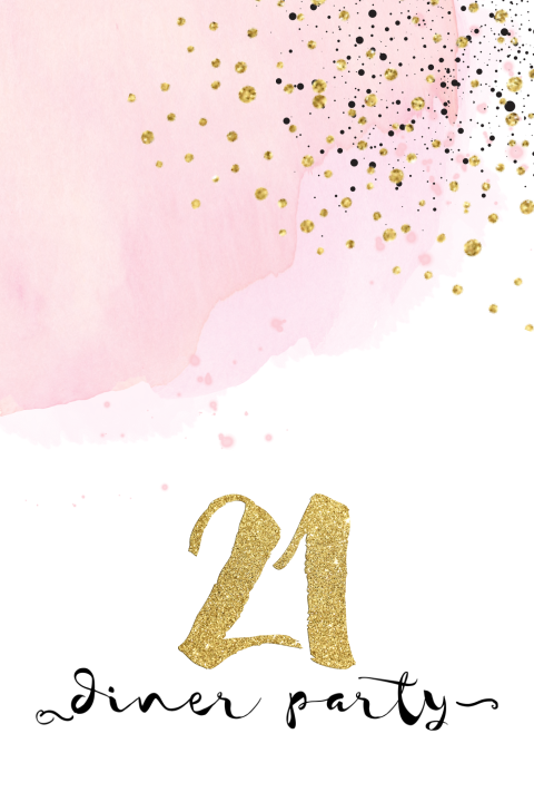 Sweet 21 diner uitnodiging aquarel en goud look