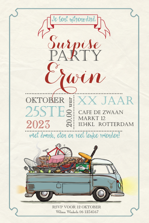 Uitnodiging feestje man met auto