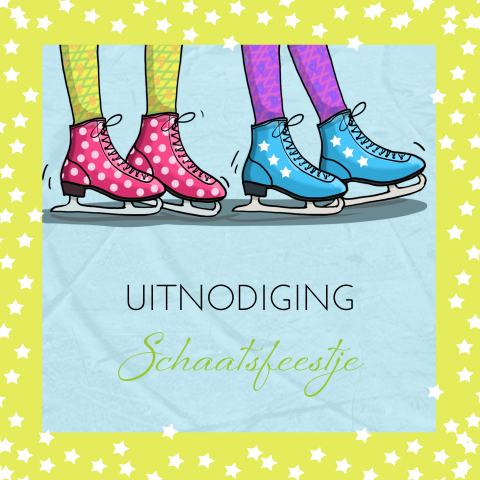Uitnodiging schaatsfeestje met schaatsen