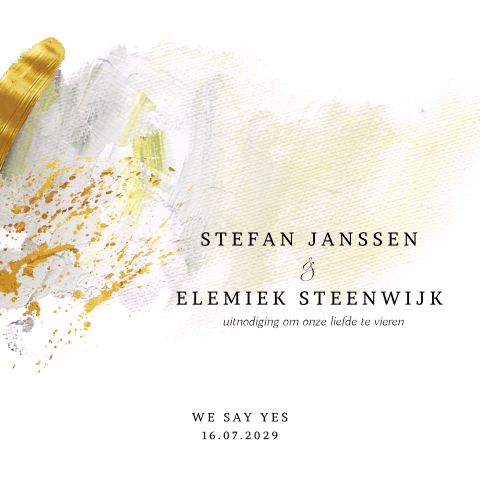 Trouwkaart met olieverf strepen in pastel kleuren