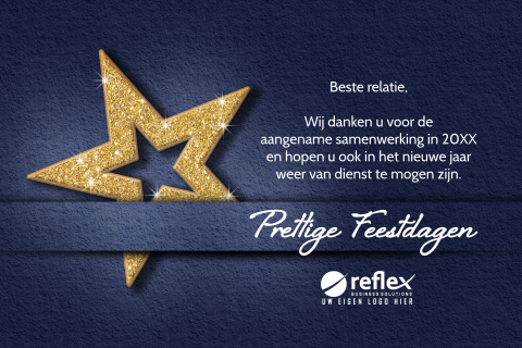 Stijlvolle zakelijke kerstkaart met goudkleurige ster en logo