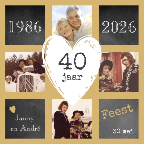 Foto kaart collage uitnodiging huwelijksjubileum 40 jaar getrouwd 