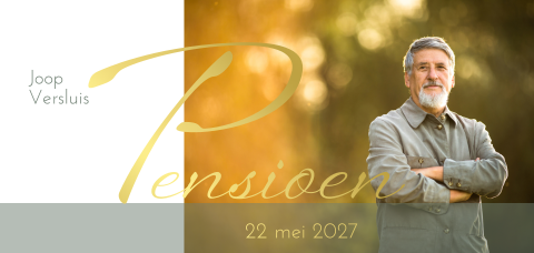 Uitnodiging pensioen feest foto man met goudfolie