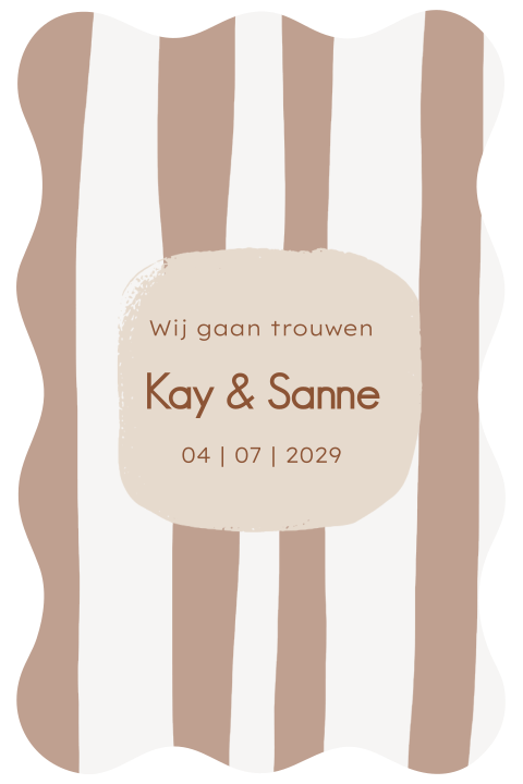 Biscuitvorm trouwkaart in aarde bruin tinten