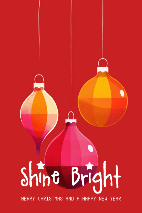 Hippe Kerstkaart Illustratie Kerstballen rood