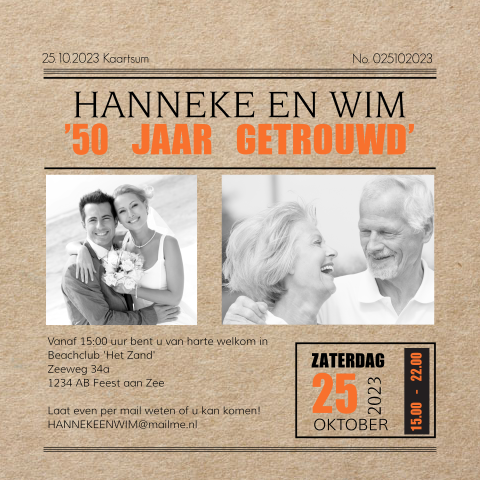 Jubileum uitnodiging 50 jaar getrouwd kraft