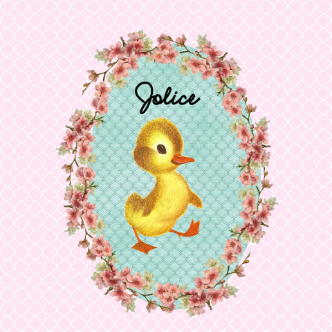 Lief retro geboortekaartje met geel eendje voor een meisje