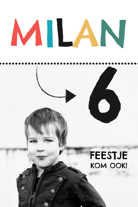 Uitnodiging kinderfeestje met naam en leeftijd