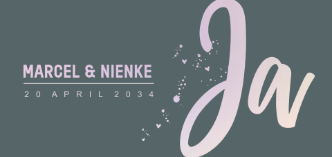 Strakke trouwkaart langwerpig met folietekst