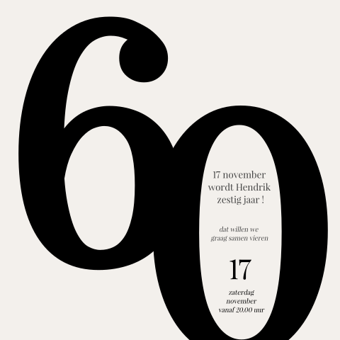 Zwart wit minimalistische uitnodiging 60 jaar verjaardag