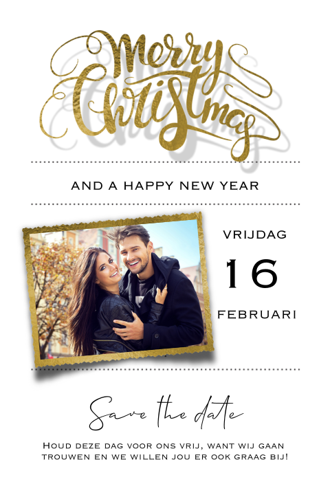 Leuke kerst save the date kaart met ronde hoeken en foto