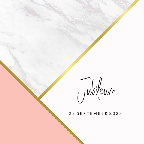 Moderne jubileum uitnodiging met marmerlook en goudfolie