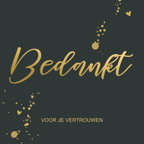 Bedankt voor je bestelling kaartje met goudlook