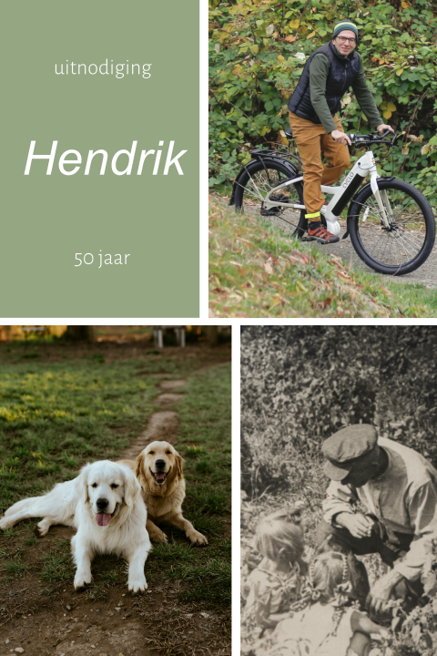 Fotocollage Uitnodiging verjaardag 50 jaar foto's gezin sport hobby