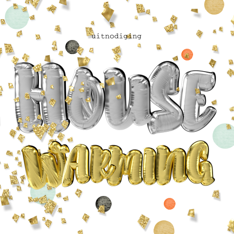 Uitnodiging house warming feestje met ballonnnen