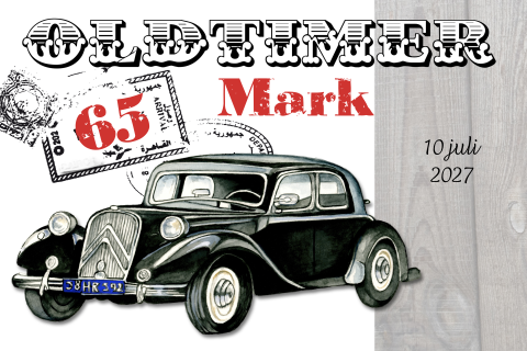 Uitnodiging Pensioen 65e met oldtimer