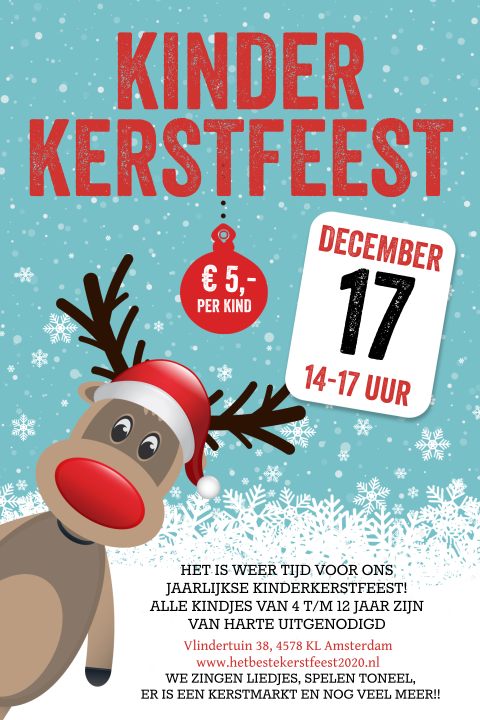 Uitnodiging kinder kerstfeest met rudolph