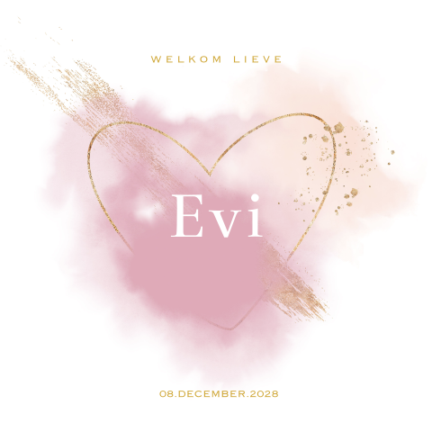 Geboorte Tegel Meisje met Roze Hart