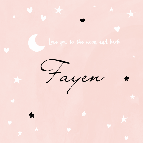 Meisjes geboortekaartje sterretjes, maan en hartjes