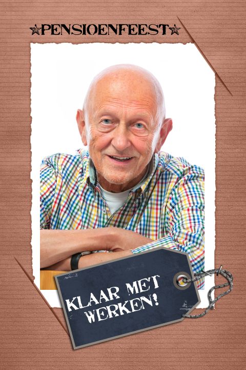 Feest uitnodiging pensioen vintage foto en label 