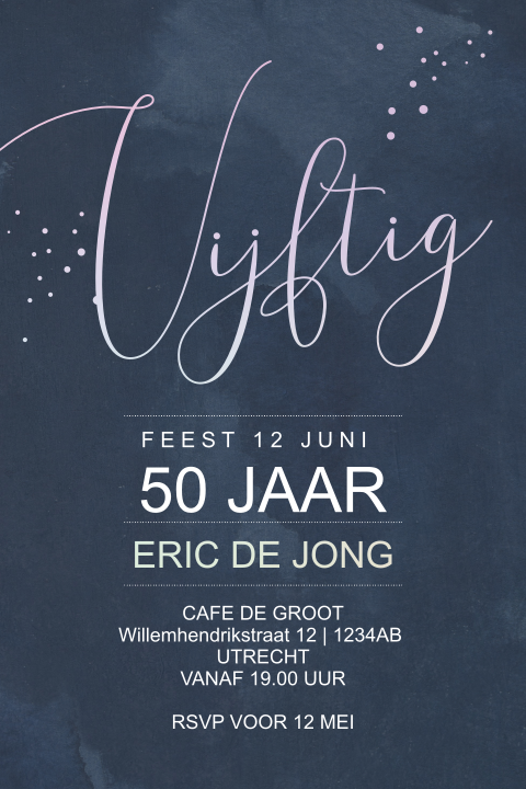 Hippe uitnodiging verjaardag man 50 jaar