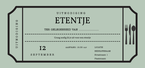 Cadeaubon Tegoedbon voor een etentje in de vorm van een ticket 