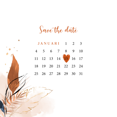 Moderne save the date kaart met agenda botanisch