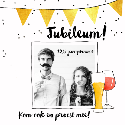 Moderne uitnodiging jubileum feest 12,5 jaar getrouwd