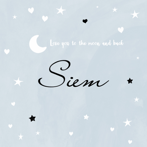 Lief en hip geboortekaartje jongen met maan en sterretjes