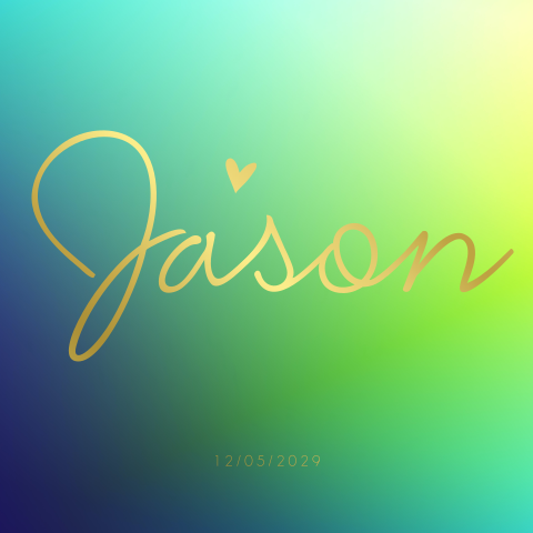 Geboortekaartje kleuroverloop met grote tekst