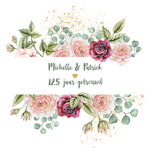 Huwelijksjubileum kaart rozen 12-5 jaar getrouwd