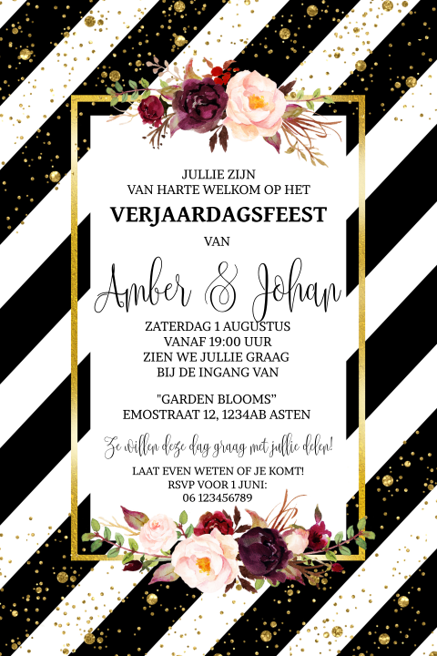 Uitnodiging voor verjaardag met strepen