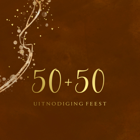 Prachtige uitnodiging dubbelfeest in cognac kleur