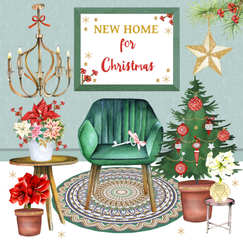 Kerstverhuiskaart met inrichting