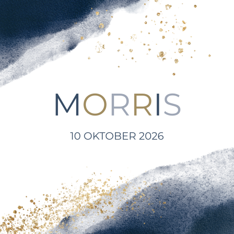 Geboortekaartje voor een jongetje met waterverf