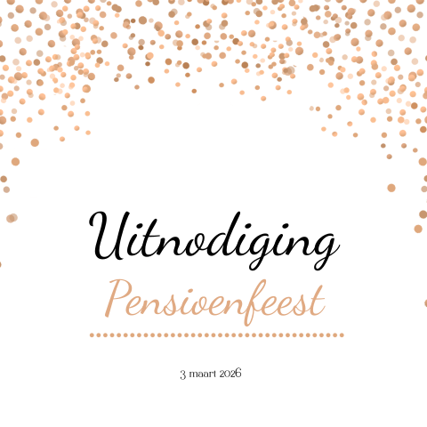 Uitnodiging voor een pensioen feest met koperen confetti
