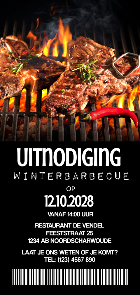 Uitnodiging ticket winterbarbecue bbq feestje