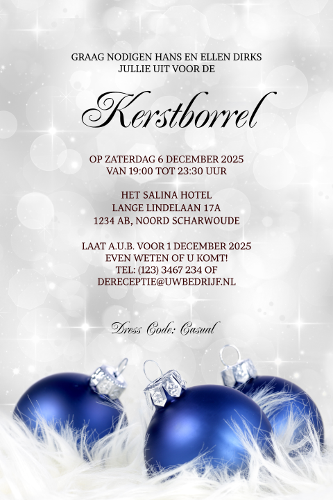 Stijlvolle uitnodiging voor kerstborrel