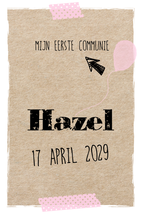 Uitnodiging communie hip met kraft look