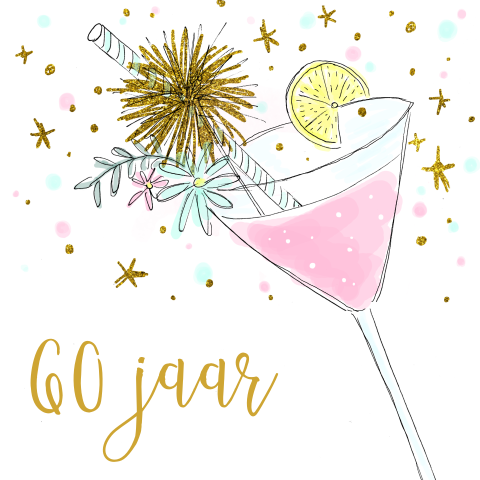 Uitnodiging 60e verjaardag cocktail hip