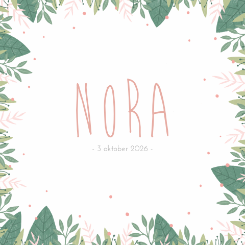 Lief geboortekaartje meisje jungle getekend